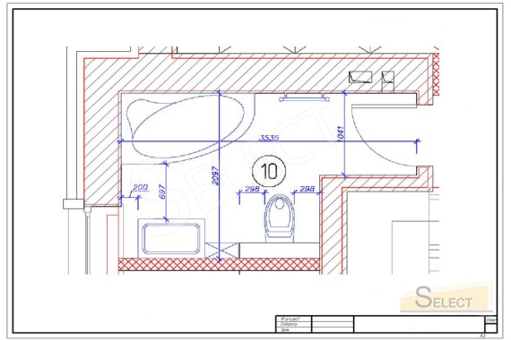 Plan of a children's bathroom in a country house
