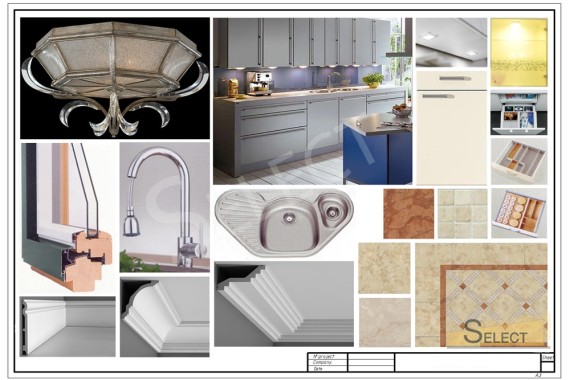 Photo of lighting components and plumbing furniture in cream color