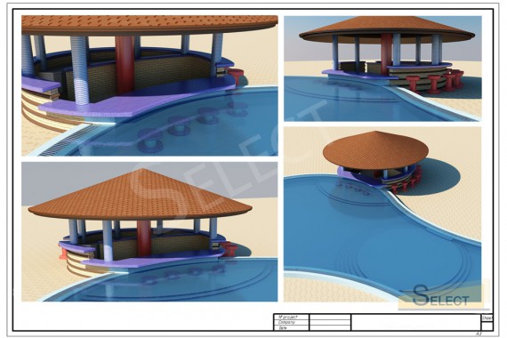 Design of a 3D gazebo by the pool in an entertainment complex