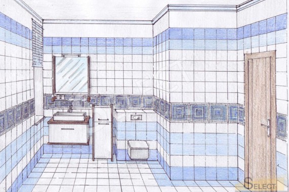 Design hand-drawn children's bathroom in a country house