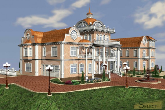 Side view 3D rendering of the villa
