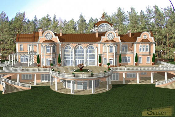 3D rendering of the villa top view at an angle of 30 degrees