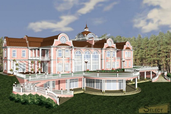 Side 3D rendering of the villa with reference to color and materials