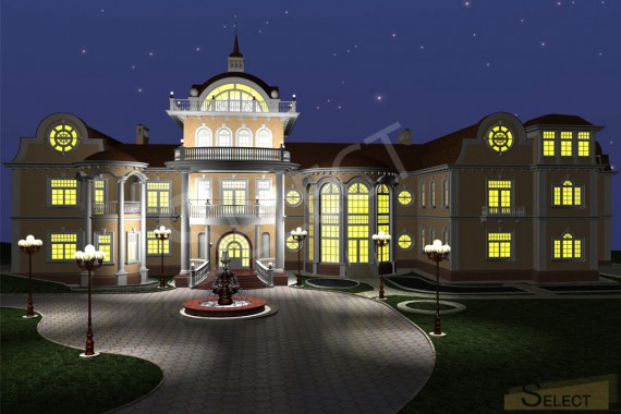 Night 3D rendering of the villa