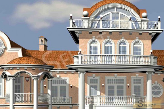 Close-up 3D rendering of the villa