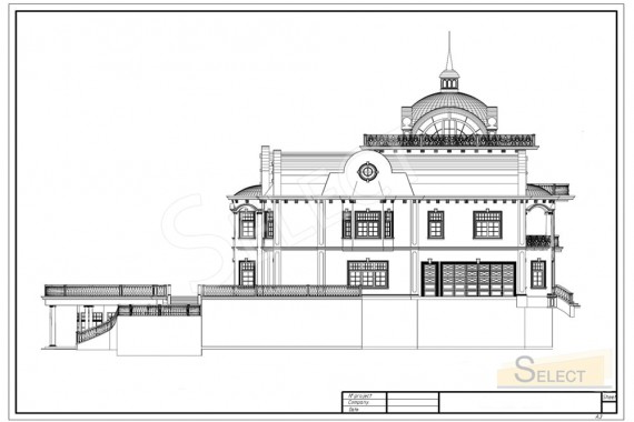 Side drawing of the villa