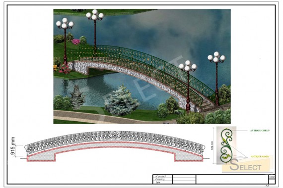 3D rendering of the bridge. Bridge to an island in an artificial reservoir