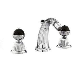 Bronces Mestre / Bidet Fittings / Artica / Three holes bidet set with spout and Swarovski black crystal 033221.N00.50