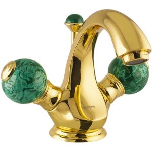 Bronces Mestre / Bath-Shower Fittings / Atlantica Precious One hole basin mixer with malachite stone 036105.ML0.00