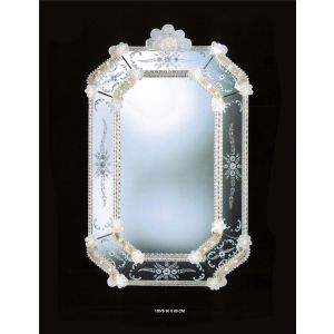 Italian Luxury Lighting / Wall Mirrors / Venetian Murano Glass With Floral Decoration 120S