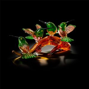 Italian Luxury Lighting / Animal Sculptures / Branch With Hummingbird in Murano Glass 6015 2 COL