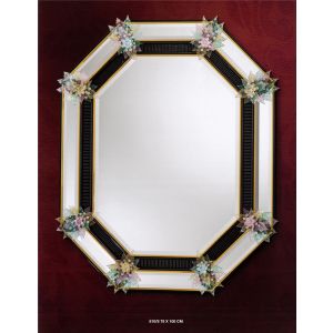 Italian Luxury Lighting / Wall Mirrors / Venetian Murano Glass Adorned With Flowers 810S