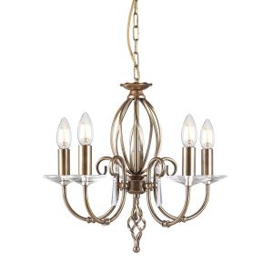 Elstead Lighting / Chandeliers / Aegean 5 Aged Brass
