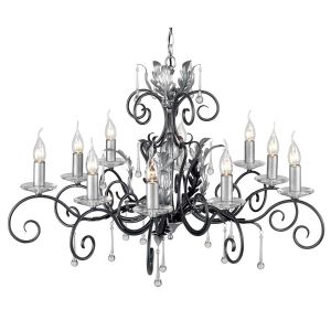 Elstead Lighting / Chandeliers / Amarilli 10 Black with Silver Patina