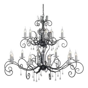 Elstead Lighting / Chandeliers / Amarilli 15 Black with Silver Patina