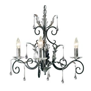 Elstead Lighting / Chandeliers / Amarilli 3 Black with Silver Patina