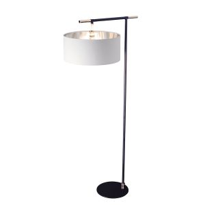 Elstead Lighting / Floor Lamps / Balance 1 Black & Polished Nickel with White Shade
