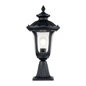 Elstead Lighting / Outdoor Pedestal Lights / Chicago 1 Small Lantern Textured Black