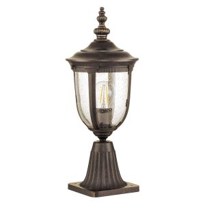 Elstead Lighting / Outdoor Pedestal Lights / Cleveland 1 Small Lantern Weathered Bronze