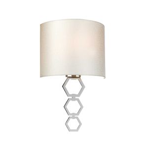 Elstead Lighting / Wall Lights / Clark Medium 1 Polished Chrome with Ivory Faux Silk Shade