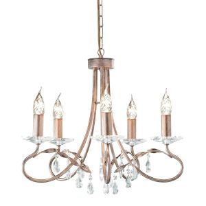 Elstead Lighting / Chandeliers / Christina 5 Silver & Gold Patina