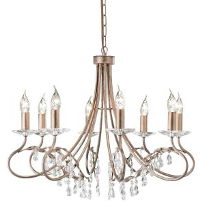 Elstead Lighting / Chandeliers / Christina 8 Silver & Gold Patina
