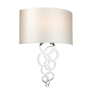 Elstead Lighting / Wall Lights / Curtis Large 2 Polished Chrome with Ivory Faux Silk Shade
