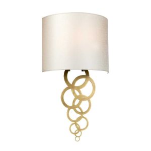 Elstead Lighting / Wall Lights / Curtis Medium Aged Brass with Ivory Faux Silk Shade