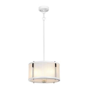Elstead Lighting / Pendant Lights / Corona 2 White Satin Painted & Polished Nickel