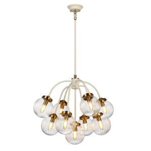 Elstead Lighting / Pendant Lights / Cosmos 9 Cream Painted and Aged Brass