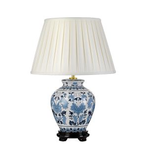 Elstead Lighting / Table Lamps / Linyi 1 Blue and White with Ivory Shade