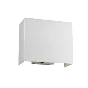 Elstead Lighting / Wall Lights / Riley Medium Rectangular with Polished Chrome Back Plate & Ivory Shade