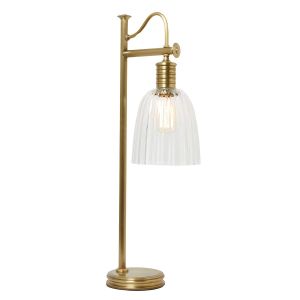 Elstead Lighting / Table Lamps / Douille 1  Aged Brass with Clear Shade
