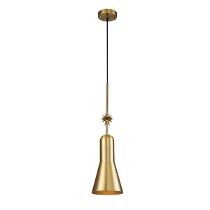 Elstead Lighting / Pendant Lights / Etoile 1lt Medium Aged Brass and Gold Leaf