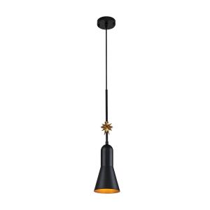 Elstead Lighting / Pendant Lights / Etoile 1lt Small Matte Black and Gold Leaf