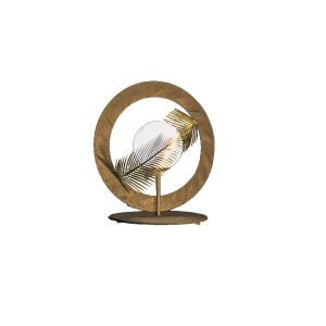 Mechini / Table Lamps / Wrought Iron with White Glass Lampshade F-Round-1