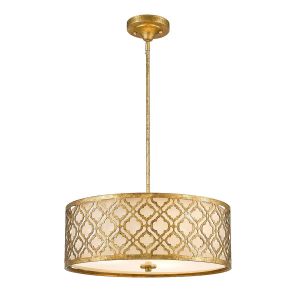 Elstead Lighting / Pendant Lights / Arabella 3 Duo-Mount Large Distressed Gold & Ivory Shade