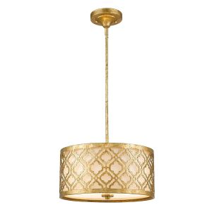 Elstead Lighting / Pendant Lights / Arabella 2 Duo-Mount Medium Distressed Gold & Ivory Shade