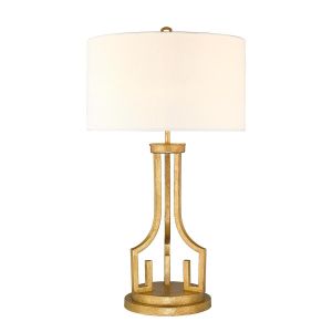 Elstead Lighting / Table Lamps / Lemuria 1 Distressed Gold with Ivory White Shade