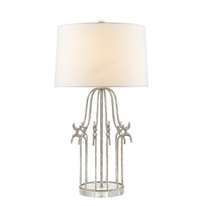 Elstead Lighting / Table Lamps / Stella 1 Distressed Silver with Cream Shade