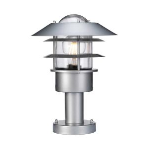 Elstead Lighting / Outdoor Pedestal Lights / Helsingor 1 Lantern Silver