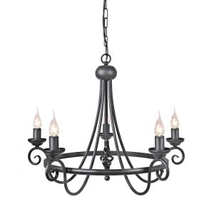 Elstead Lighting / Chandeliers / Harlech 5 Black