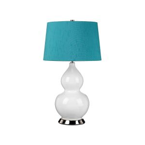 Elstead Lighting / Table Lamps / Isla 1 Polished Nickel with Mallard Teal Shade