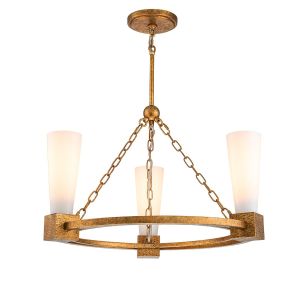 Elstead Lighting / Chandeliers / Kristy 3 Distressed Gold