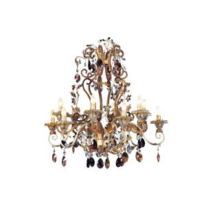 Mechini / Chandeliers / Bohemian Crystal & Murano Glass and Coloured Pearl Banding L263/12
