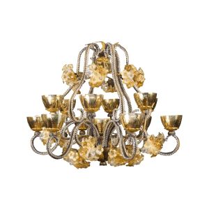 Mechini / Chandeliers / Murano Glass and Clear Pearl Banding L281/14