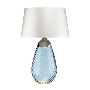 Elstead Lighting / Table Lamps / Lena 2 Large Blue-tinted Glass & Off-White Shade