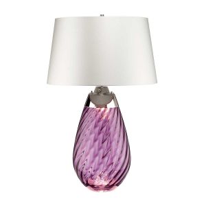 Elstead Lighting / Table Lamps / Lena 2 Plum-tinted Glass & Off-White Shade