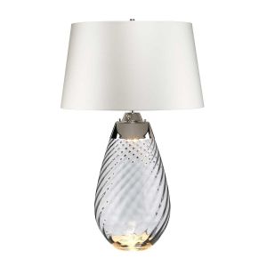 Elstead Lighting / Table Lamps / Lena Large Smoke-tinted Glass & Off-White Shade