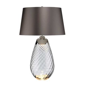 Elstead Lighting / Table Lamps / Lena Large  Smoke-tinted Glass & Slate Shade